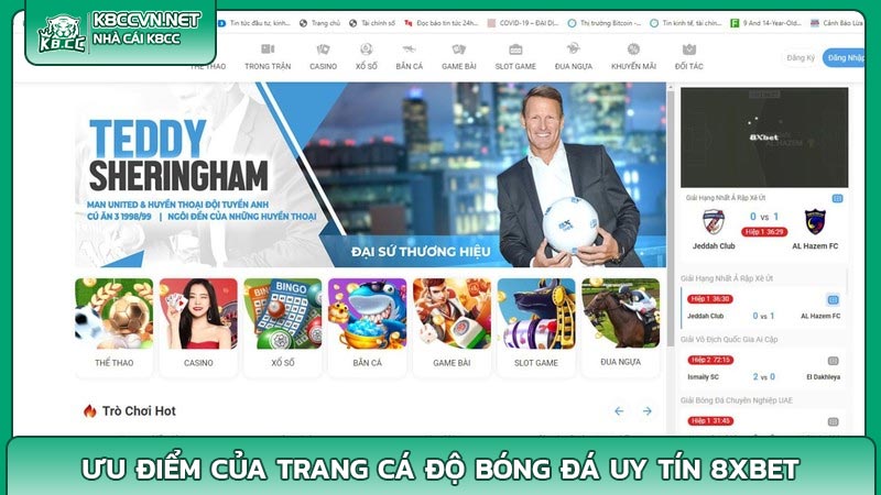 Ưu điểm của trang cá độ bóng đá uy tín 8xBet